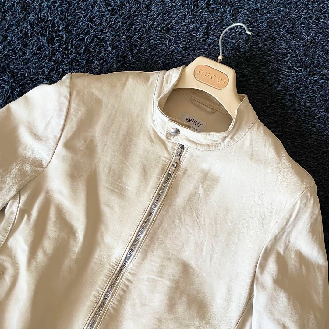 EMMETI アンドレア シングルライダースジャケット アイボリー 48