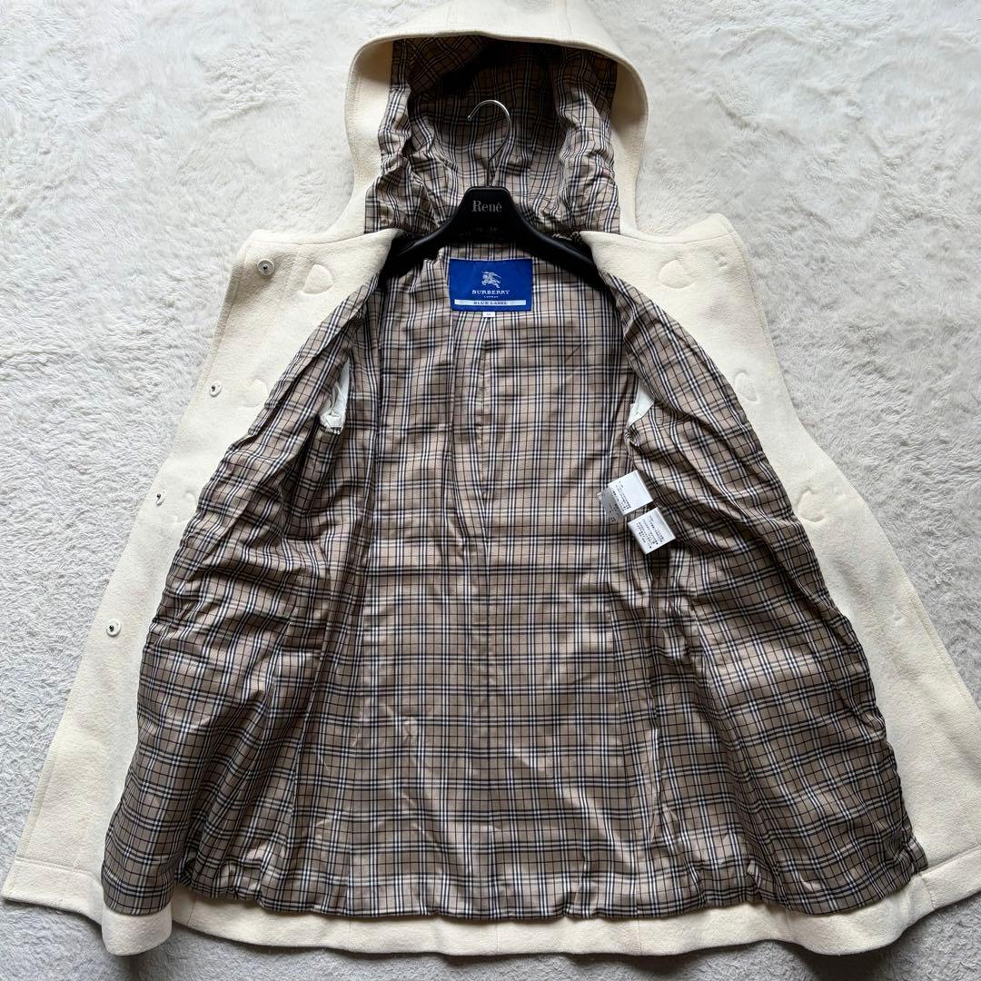 【美品】バーバリーブルーレーベル ダッフルコート ノバチェック ホワイト 38