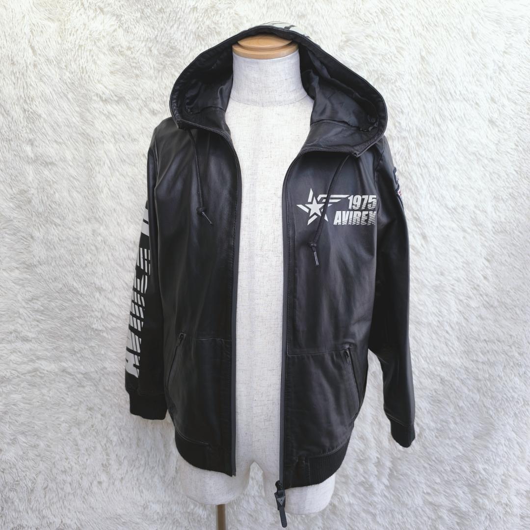 極美品✨　AVIREX　アヴィレックス　レザージャケット　パーカー　ラム羊　本革