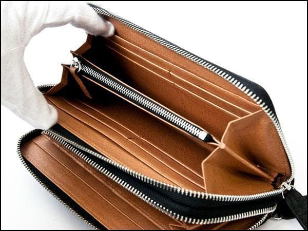 新年特価★ゴダン カイマンクロコワニ革 Wジッパー 長財布ベルト付 8055BK