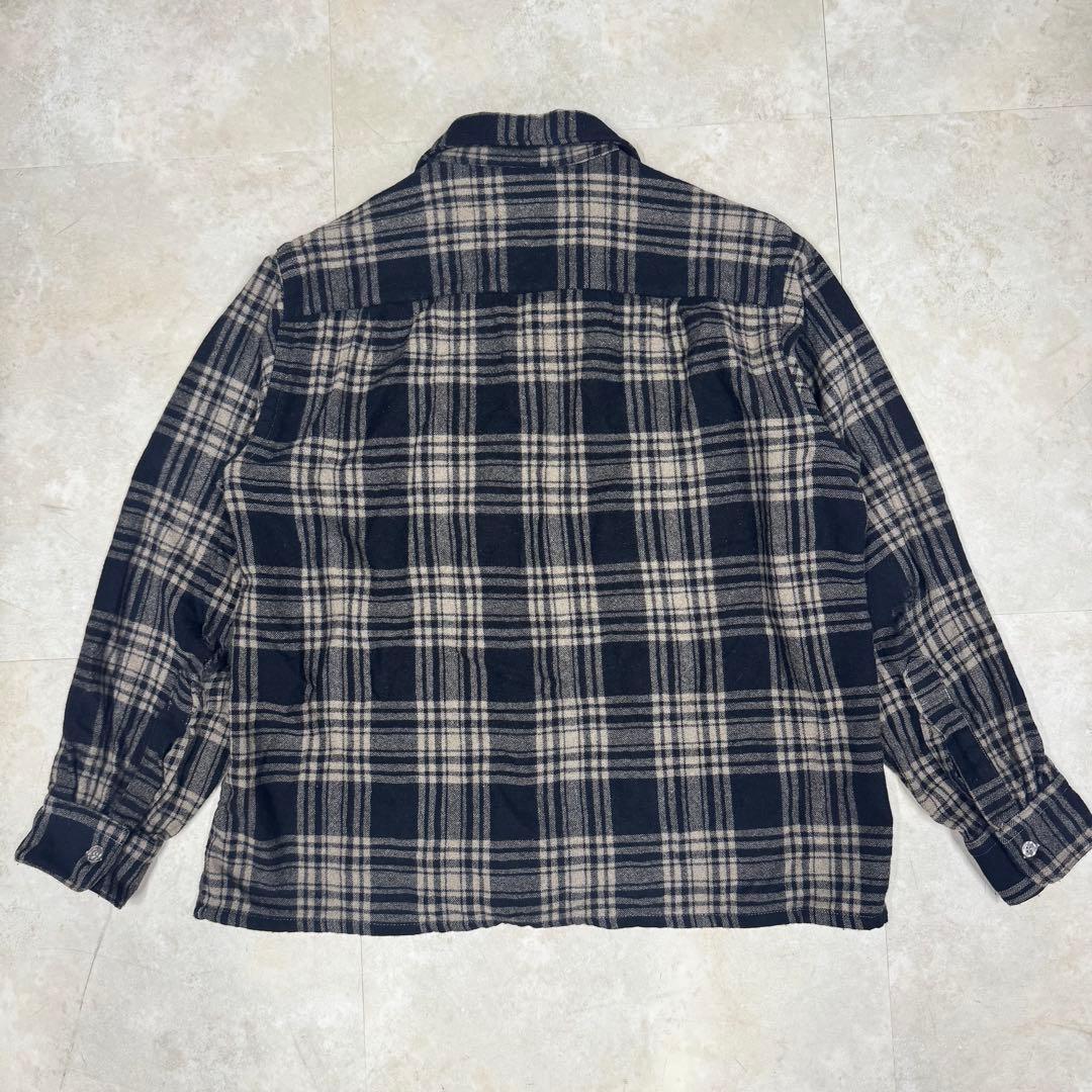 70s ビンテージ sears オープンカラーウールチェックボックスシャツ