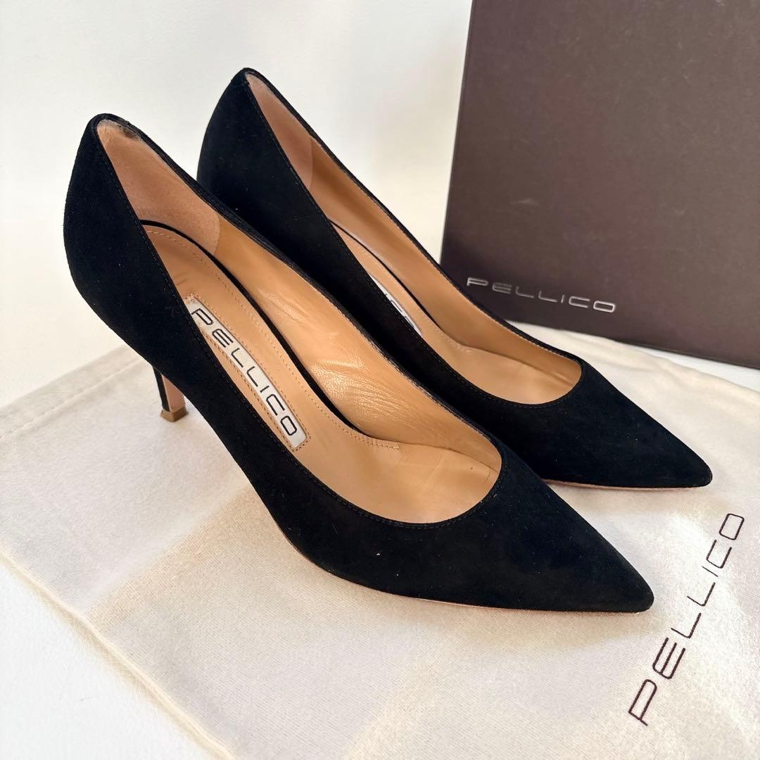 極美品✨PELLICO ANIMA 80 スエードパンプス 黒 35 1/2