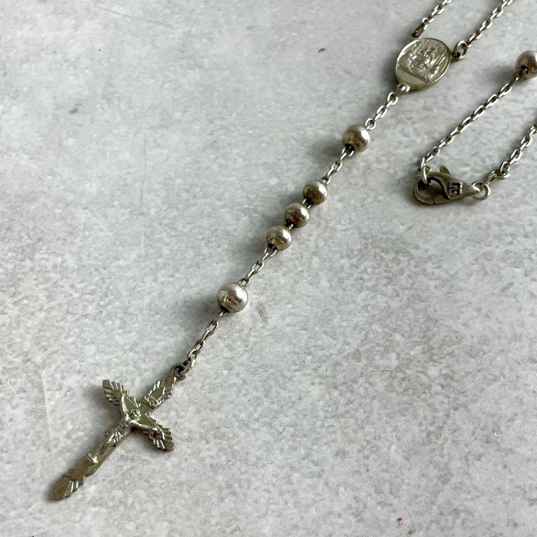 DOLCE&GABBANA ネックレス ロザリオ マリア クロス シルバー