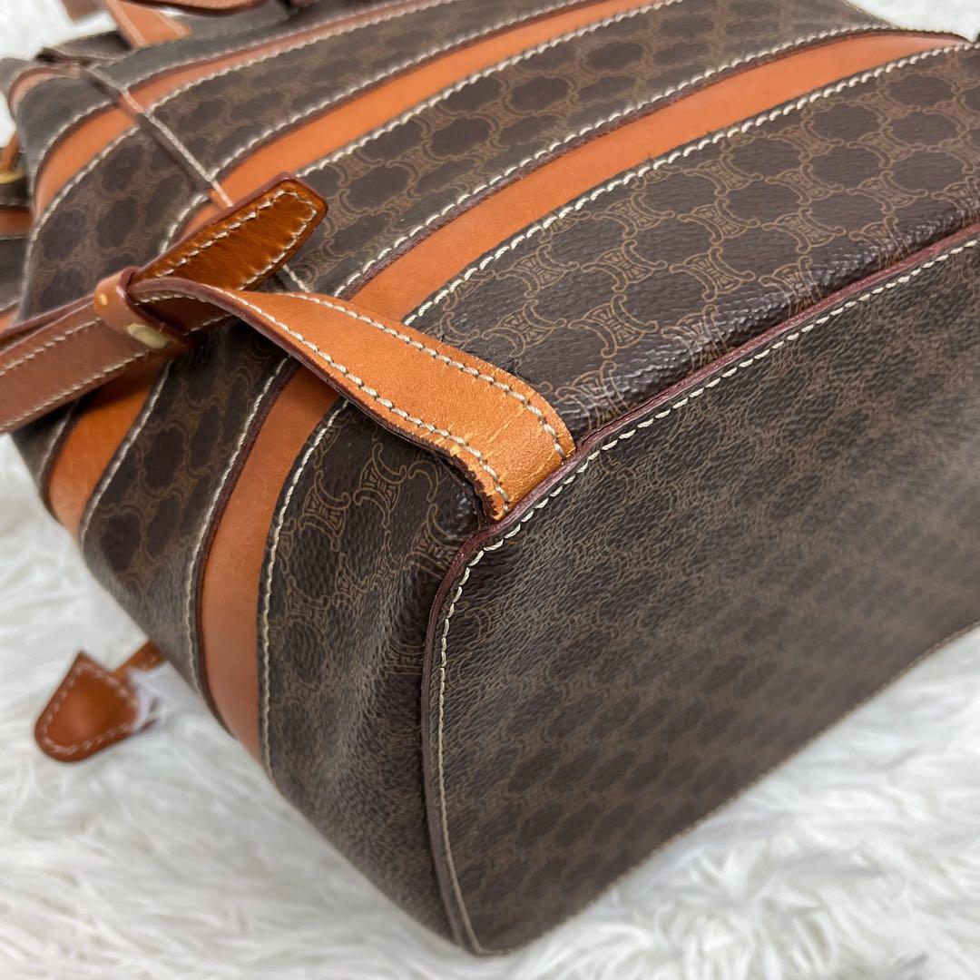 希少 セリーヌ CELINE リュック マカダム レザー PVC 巾着 フラップ