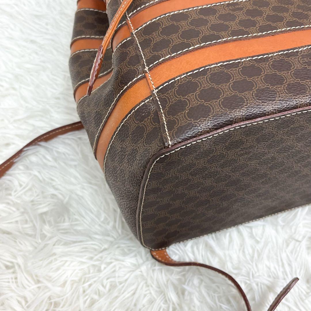 希少 セリーヌ CELINE リュック マカダム レザー PVC 巾着 フラップ