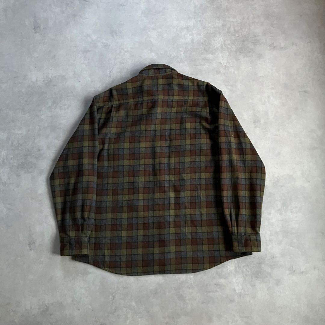 90s ビンテージ j.crew ボックス ヘビーウール チェック シャツ 古着