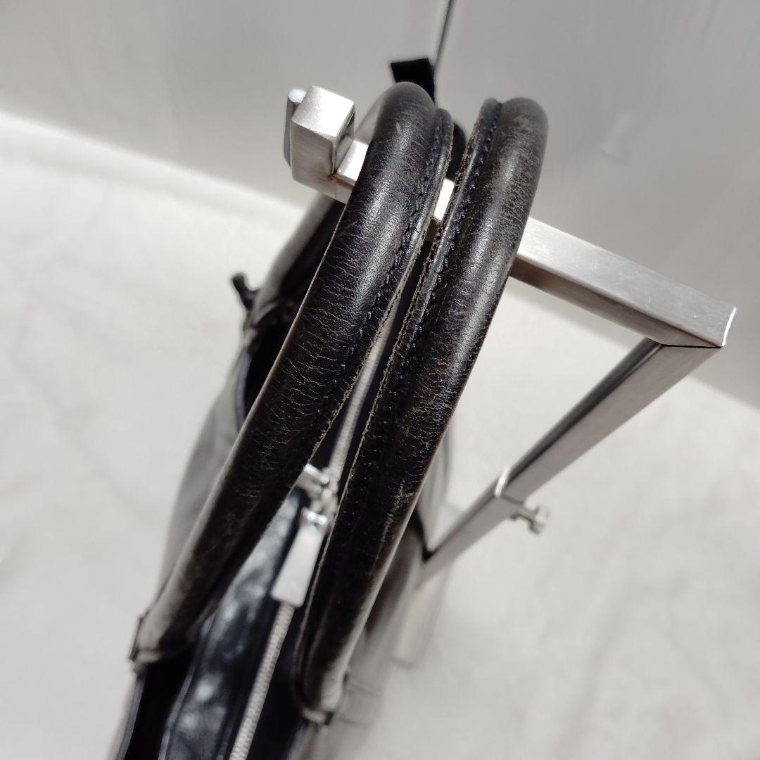 【艶】アニアリ　ビジネストート　ブリーフケース　オールレザー　舟形　A4　黒