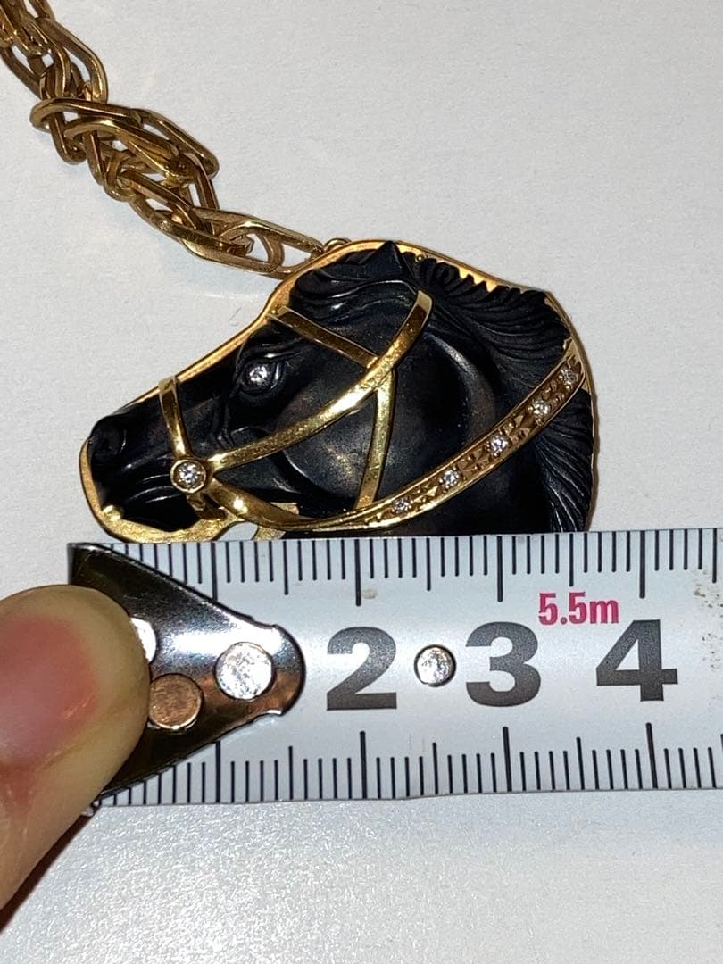 ［希少］K18 金18 ダイヤ ブローチ 馬