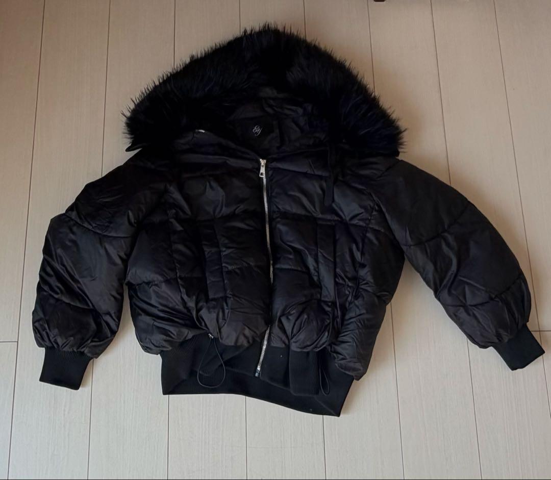 Emmy ブラックファー付きダウンジャケット フリーサイズ