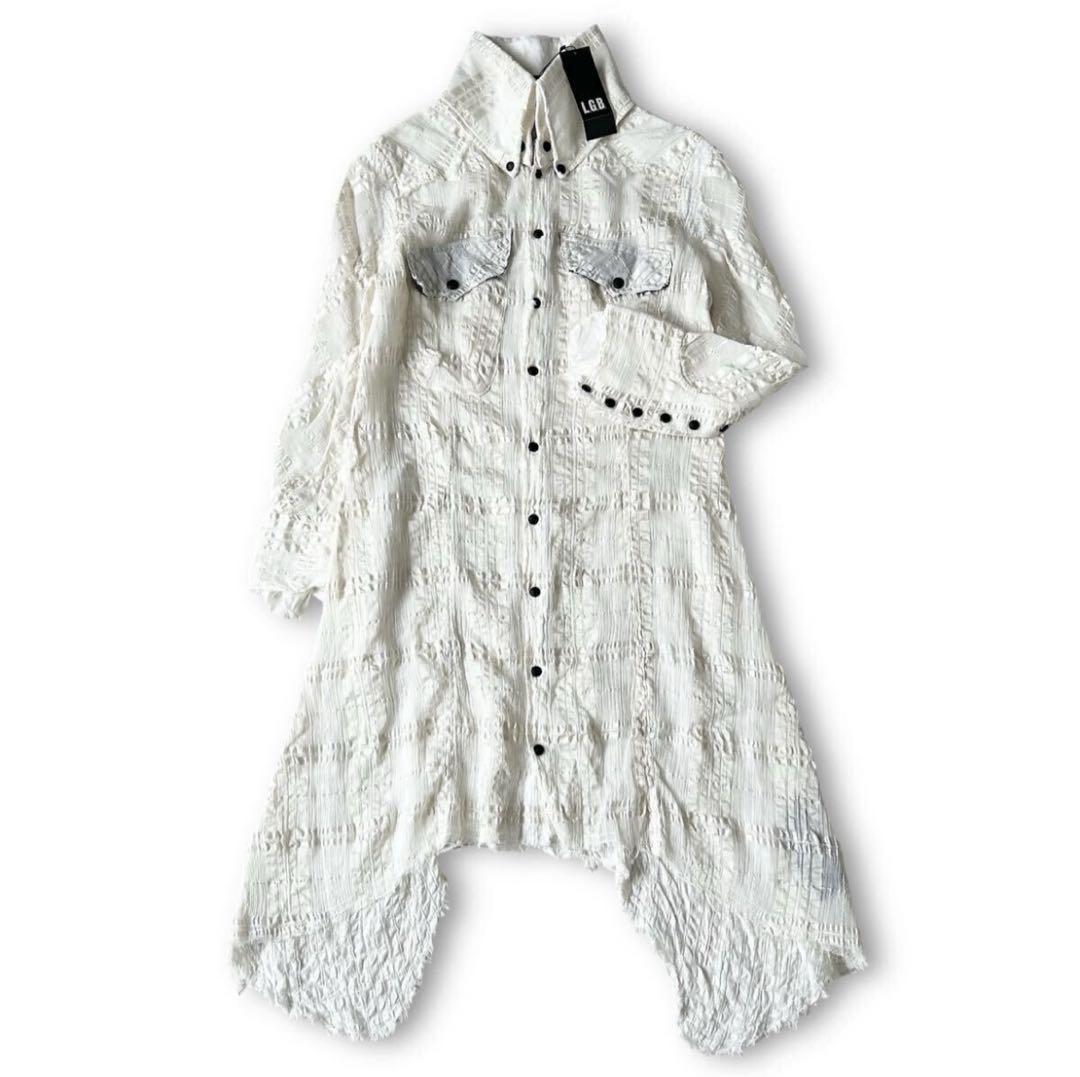 ね*郎様 L.G.B. ルグランブルー 変形 カットオフ チェックロングシャツ