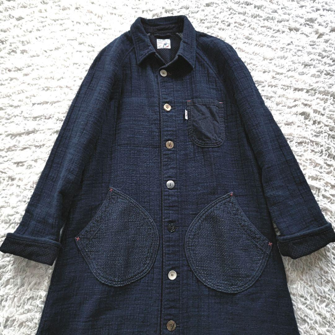 ✨美品✨Blue Trick　日本製　インディゴ　ショップコート　M