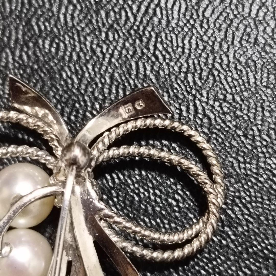 ミキモト パール　11粒　ブローチ　コサージュ　リボン　SV