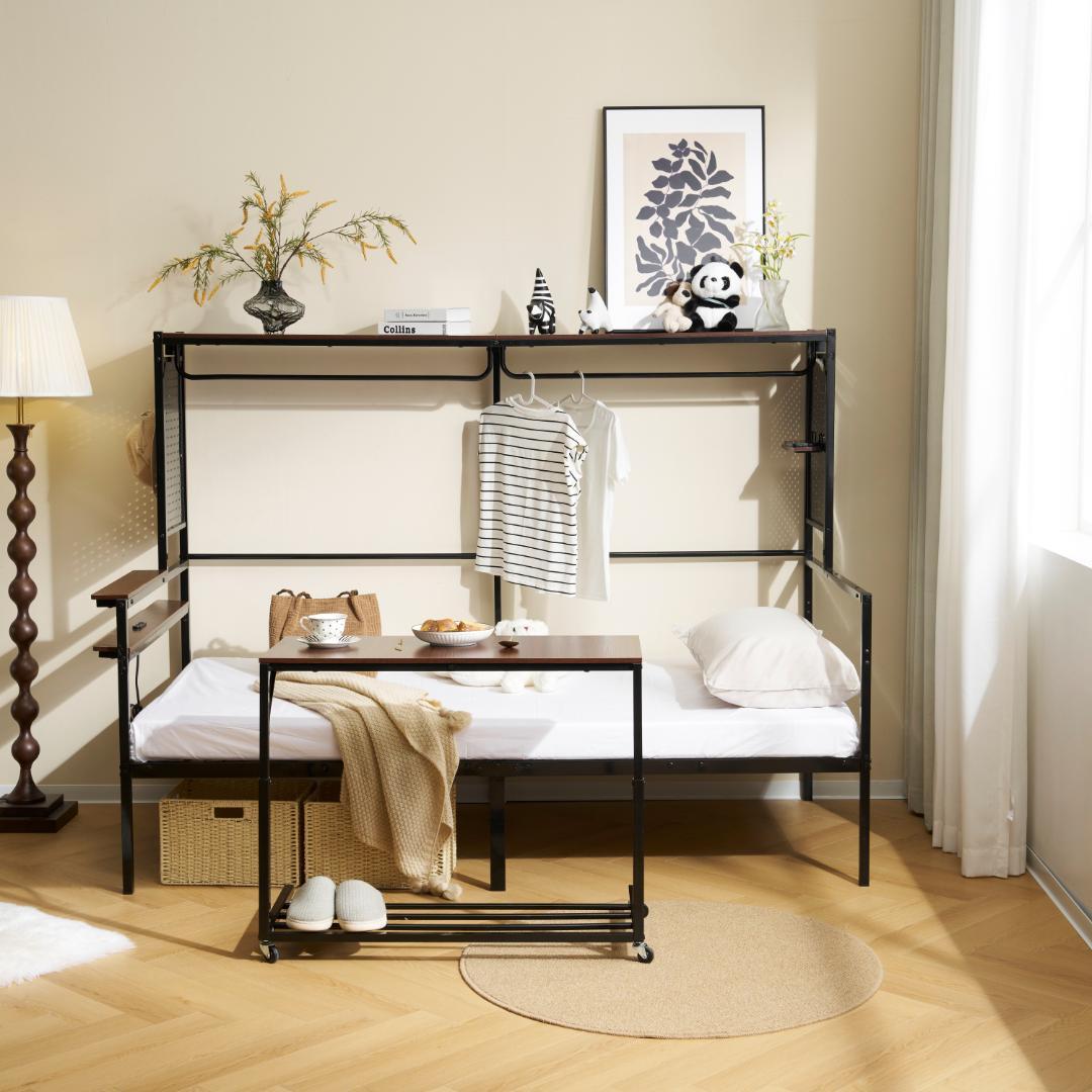 システムベットS・シングル スチールネット・可動デスク付　2COLOR