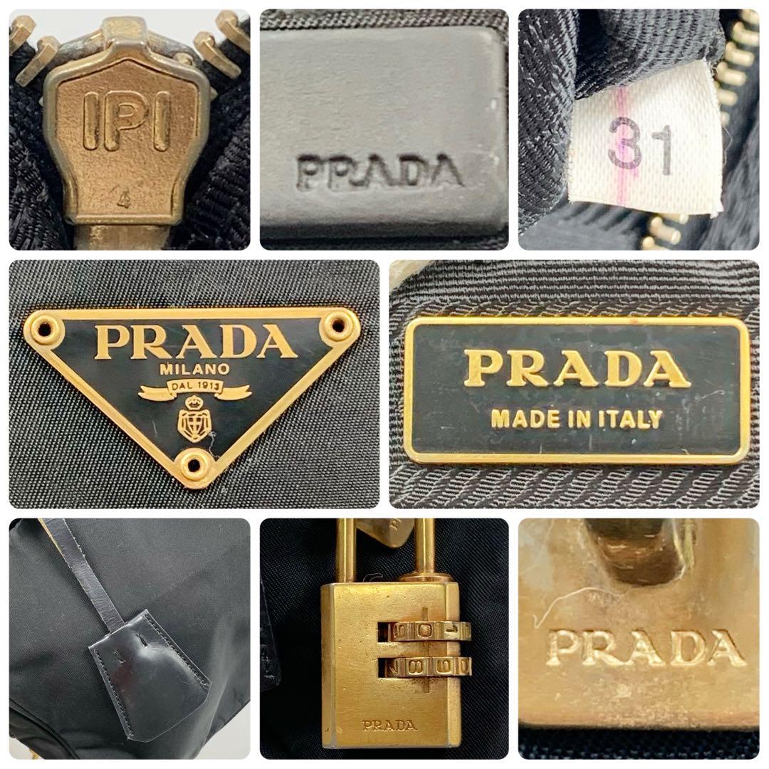 【✨極美品✨】 プラダ ミニボストンバッグ 三角ロゴ 南京錠 ナイロン ブラック