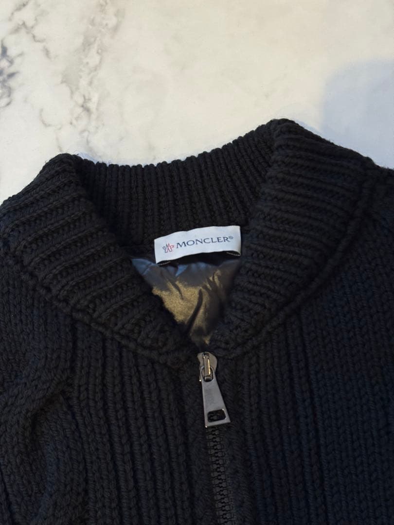 MONCLER モンクレールニット切替ダウンジャケット S ブラック 安心鑑定付