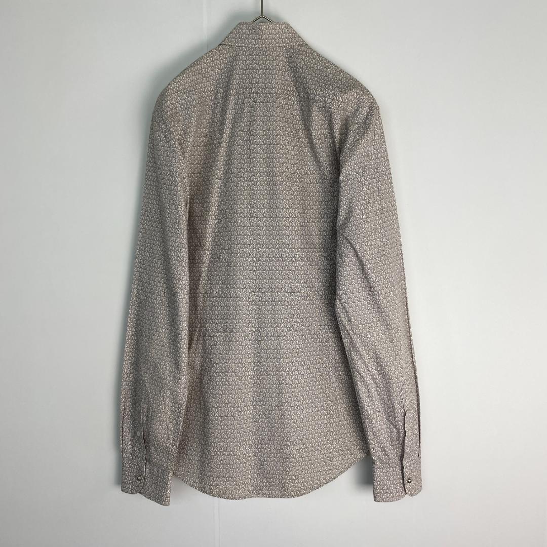 ルイヴィトン　長袖シャツ　総柄 綿100％ ベージュ系 M・L相当