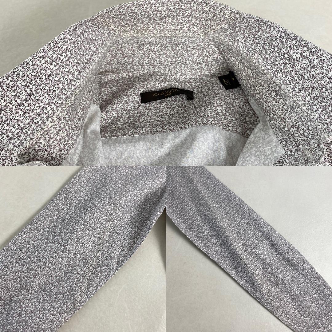 ルイヴィトン　長袖シャツ　総柄 綿100％ ベージュ系 M・L相当