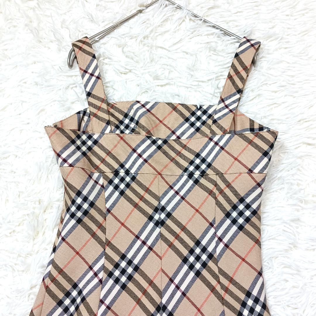お洒落✨　バーバリーブルーレーベル　ミニワンピース　プリーツ　チェック　本革　M