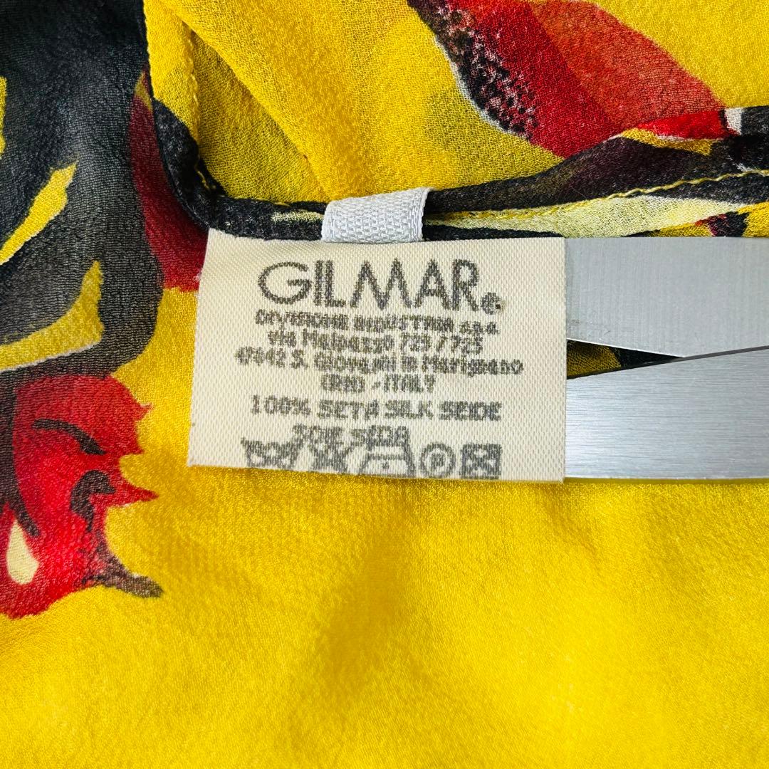 ICEBERG イタリア製 シルク 総柄 長袖シャツ イエロー M相当 620