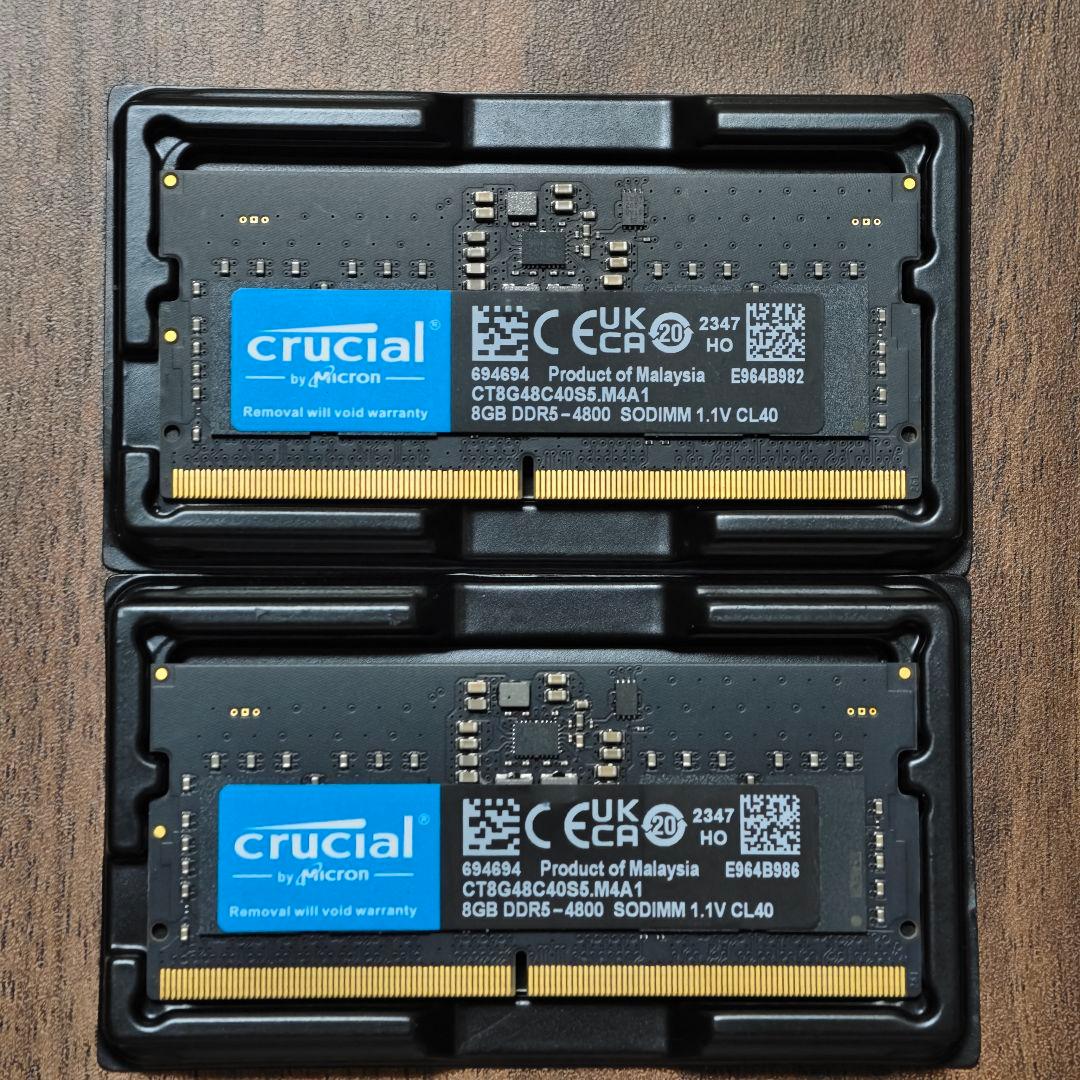 crucial 16GB DDR5 4800 SODIM（8GB×2）