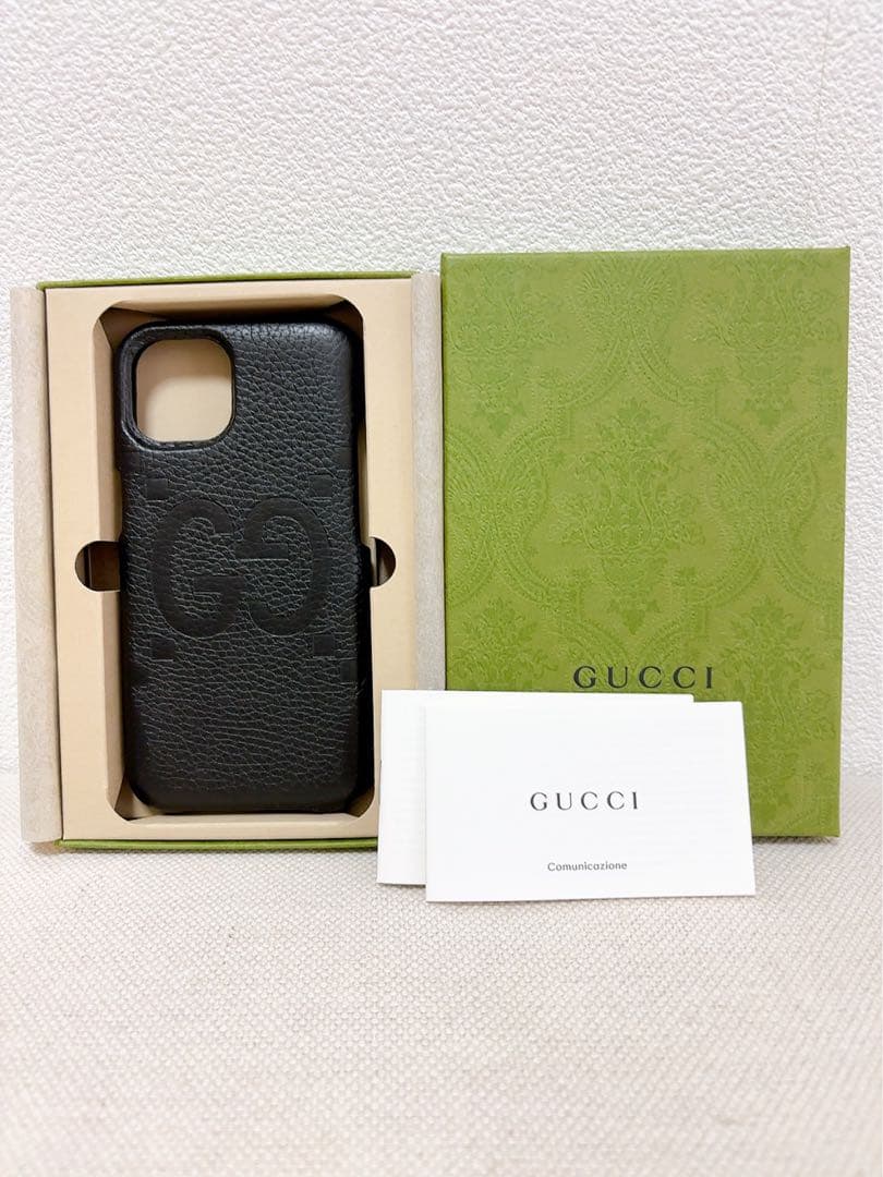 iPhone15ケース　GUCCI 新品　GGレザー　スマホケース