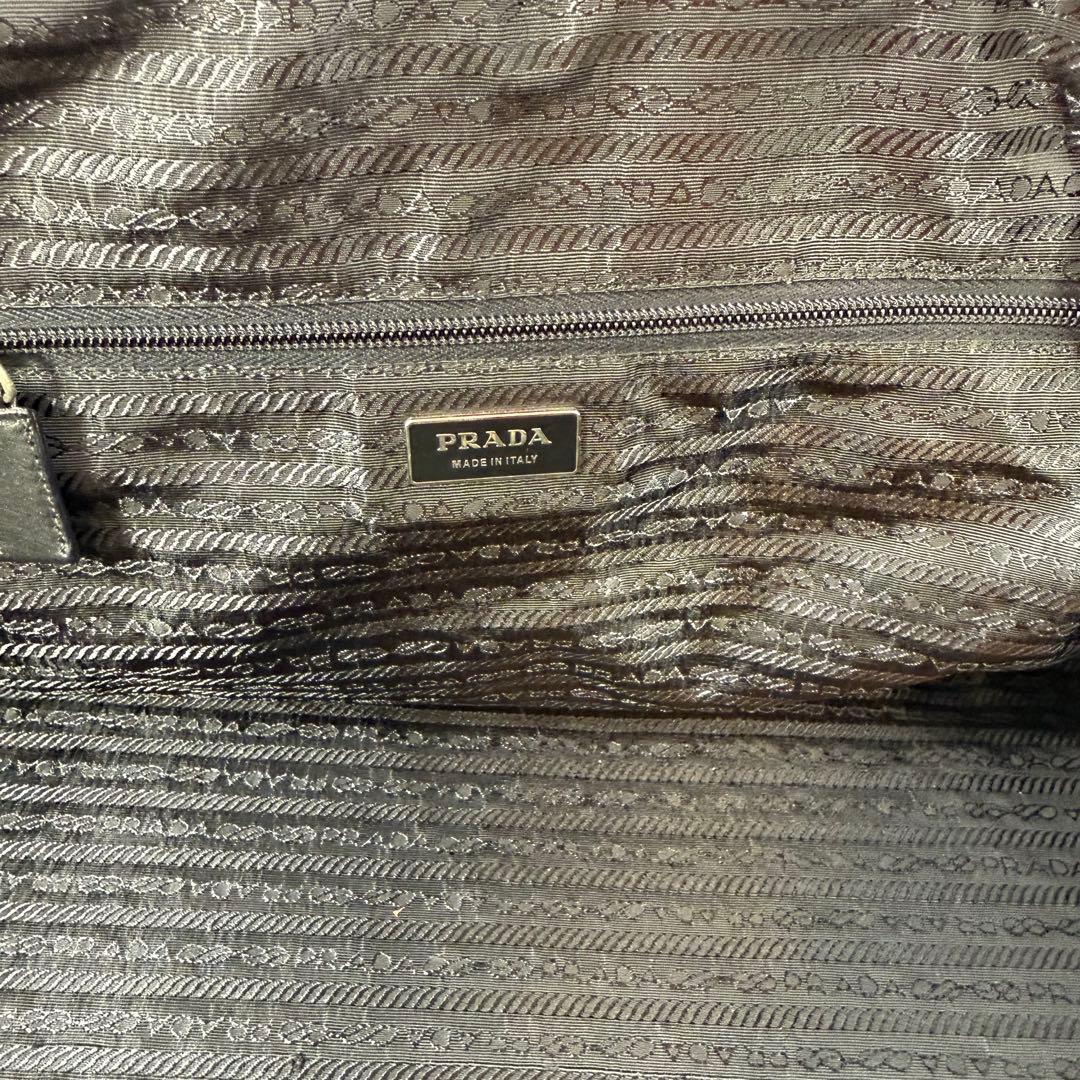 PRADA プラダ　ボストンバッグ キャンバス×革ネイビー　レディース・メンズ