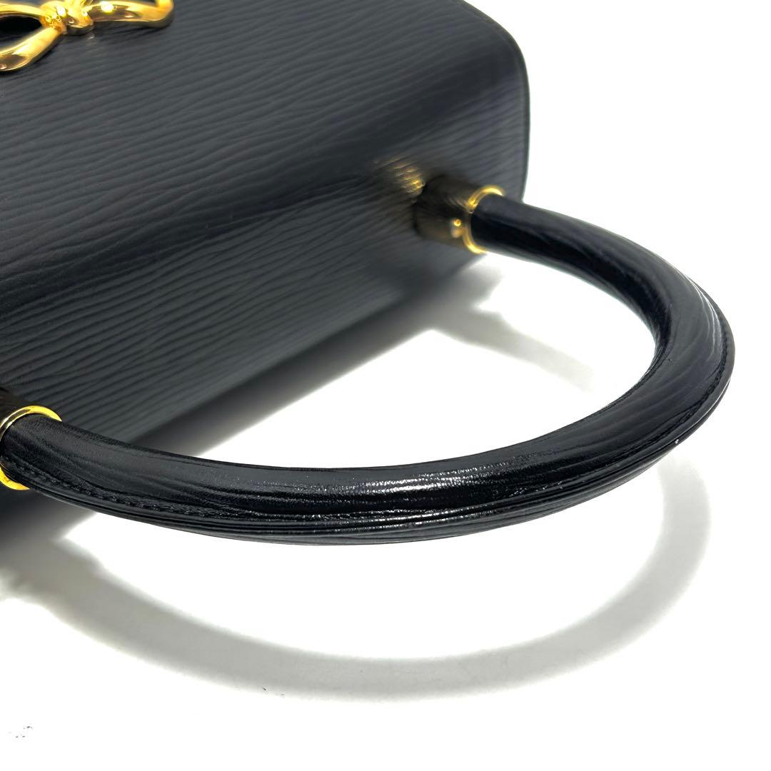 美品 ハナエモリ 2way フォーマルバッグ 黒 リボン レザー ハンドバッグ