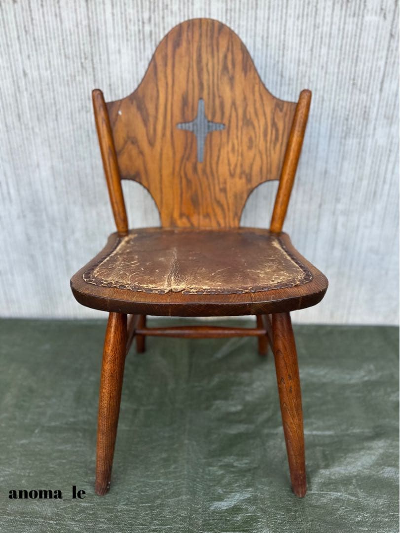 【ダイニングチェア】飛騨家具　太平産業　レザートップ　チャーチチェア