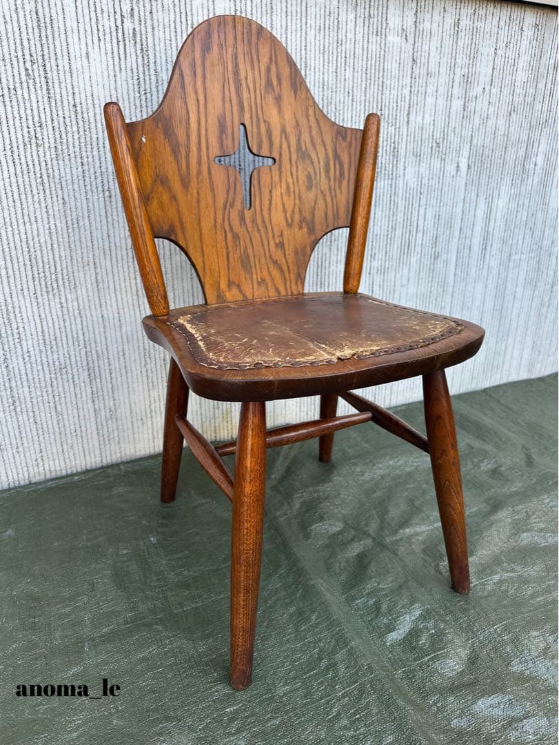 【ダイニングチェア】飛騨家具　太平産業　レザートップ　チャーチチェア