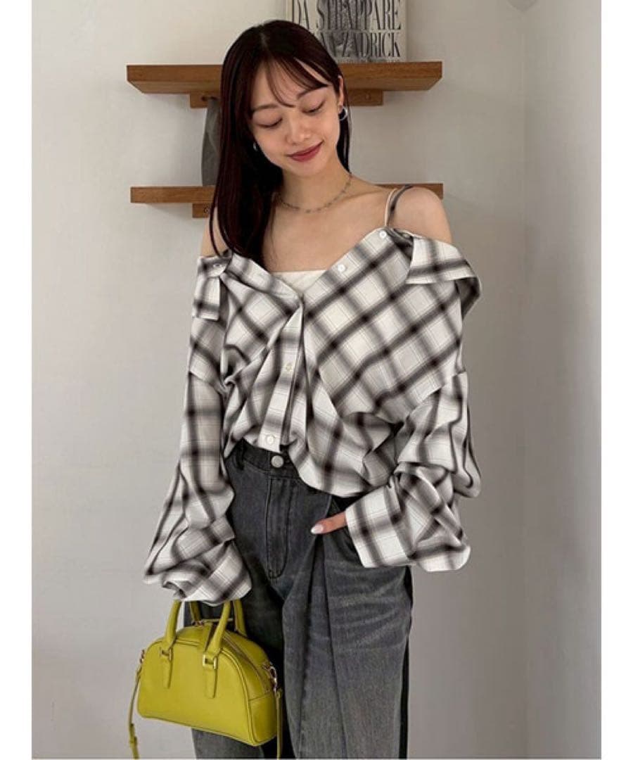 FRAY I.D オンブレラメチェックアシメシャツ