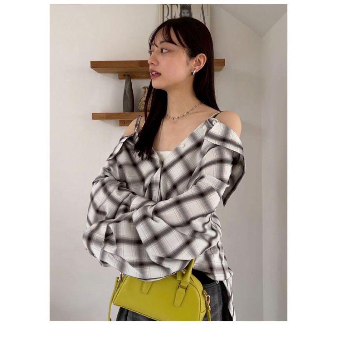 FRAY I.D オンブレラメチェックアシメシャツ