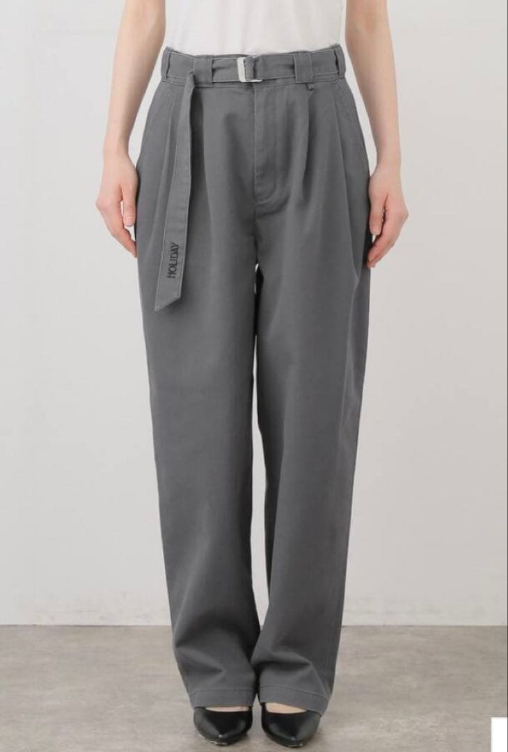 ★HOLIDAY DICKIES BELTED 2TUCK PANTS GRAY
