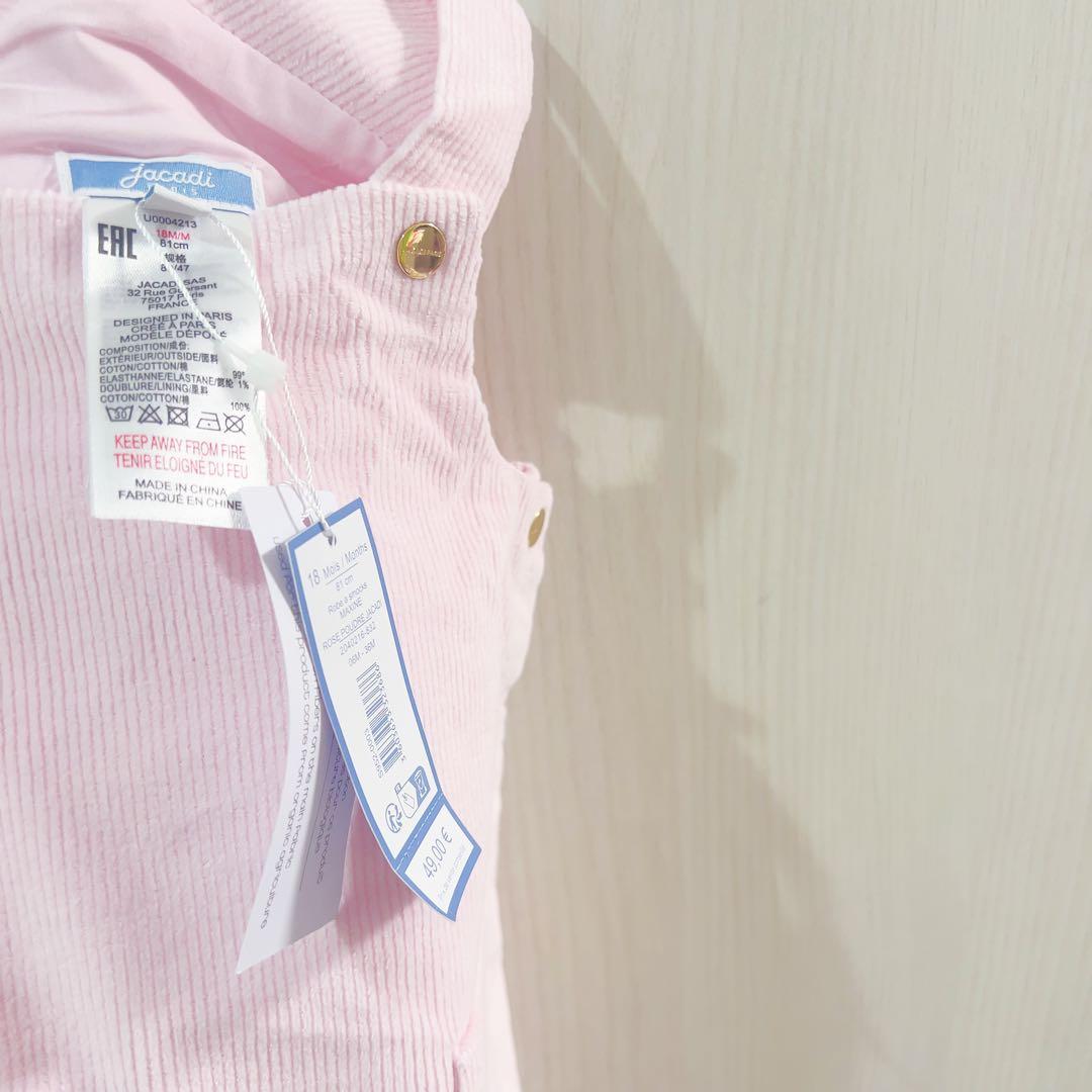 【新品】jacadi ピンク　パッチポケット付きワンピース　18m