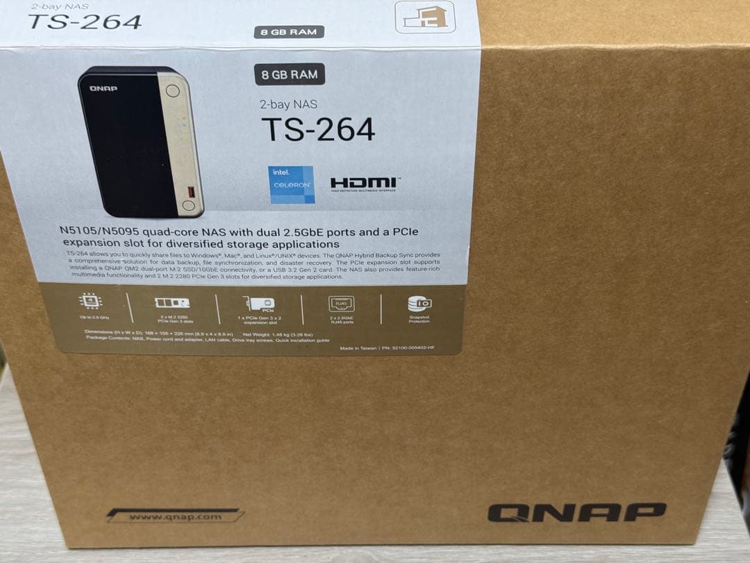 QNAP TS-264 8GB RAM 2ベイNAS