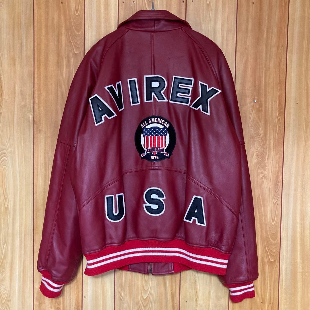 極美品・希少モデル　AVIREX シグネチャーバーシティジャケット　M 赤