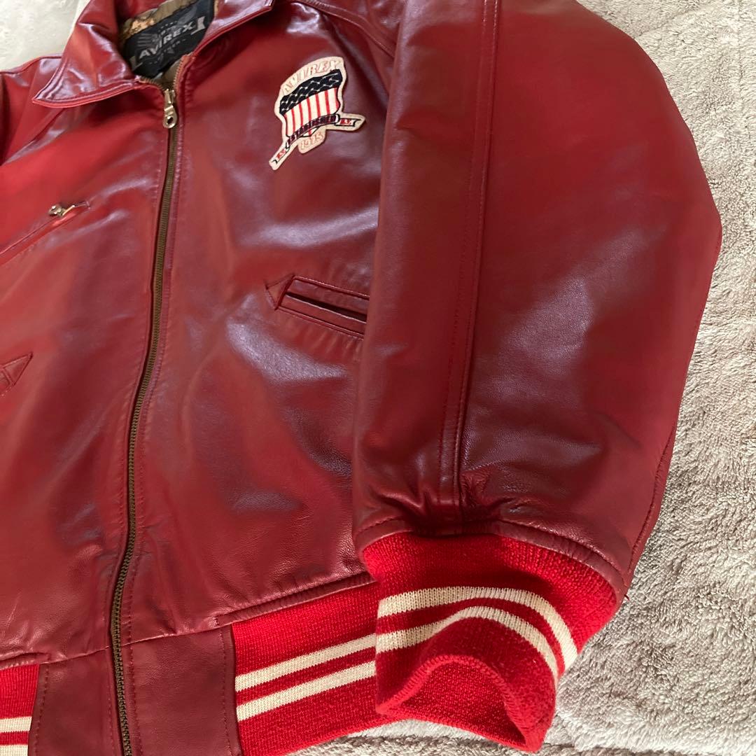 極美品・希少モデル　AVIREX シグネチャーバーシティジャケット　M 赤