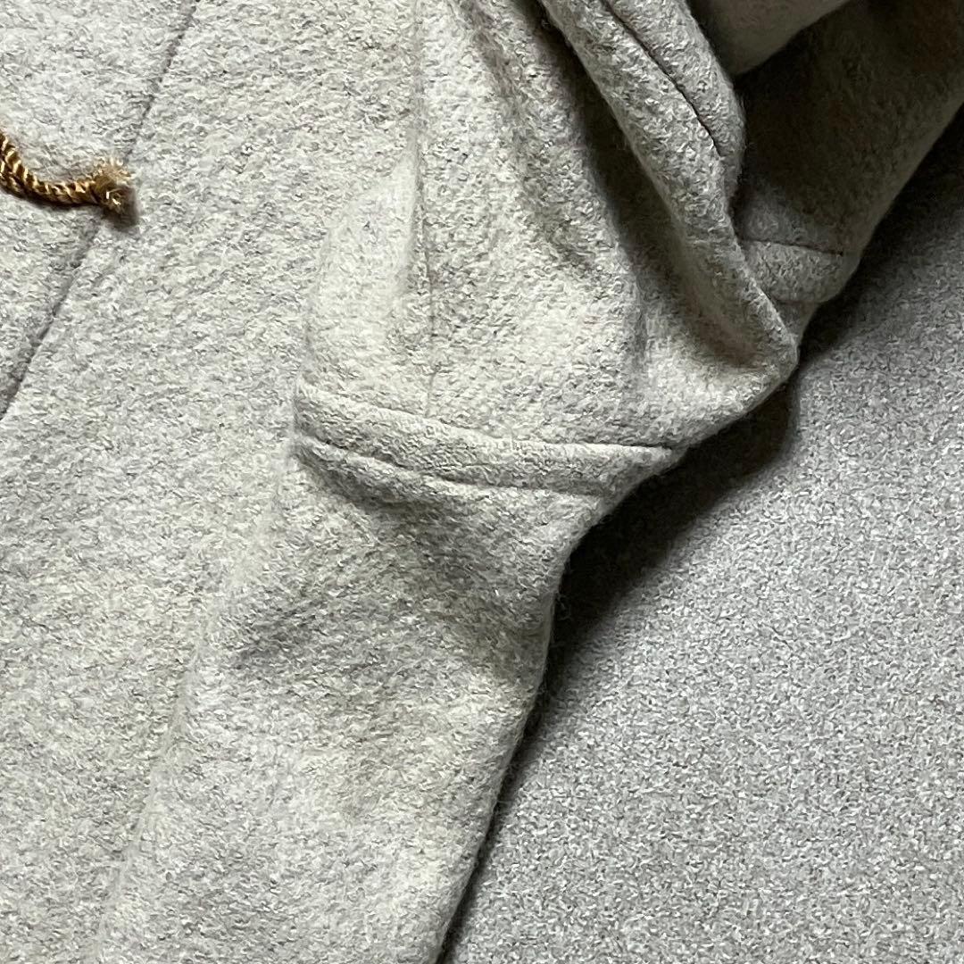 【45r ウール100%】ダッフルコート ショート アイボリー 白 フード