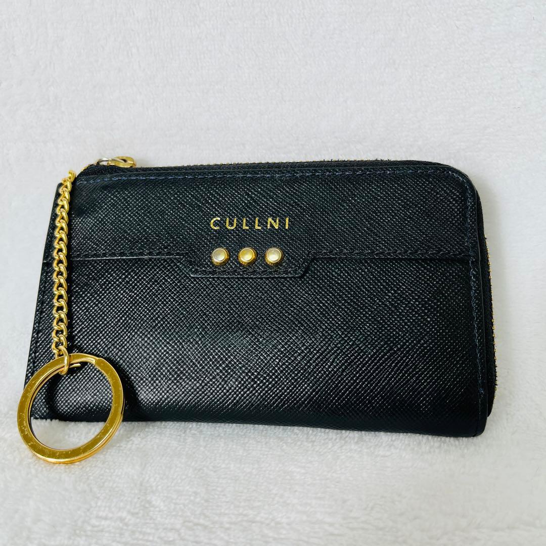 ✨美品✨CULLNI 財布 牛革 ブラック 無地 メンズ　小銭入れ