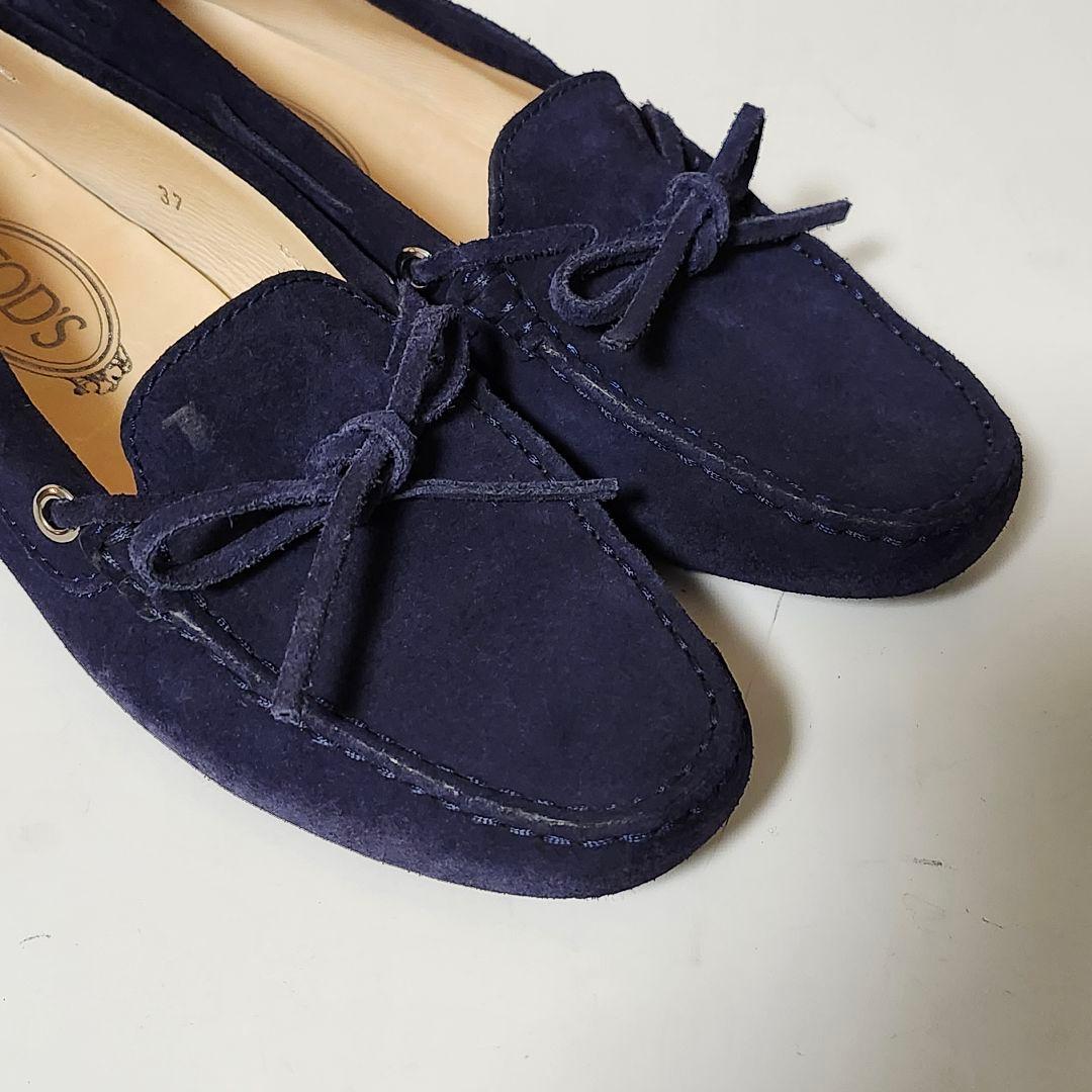 トッズ ドライビングシューズ 37 ネイビー ヌバック ゴンミーニ