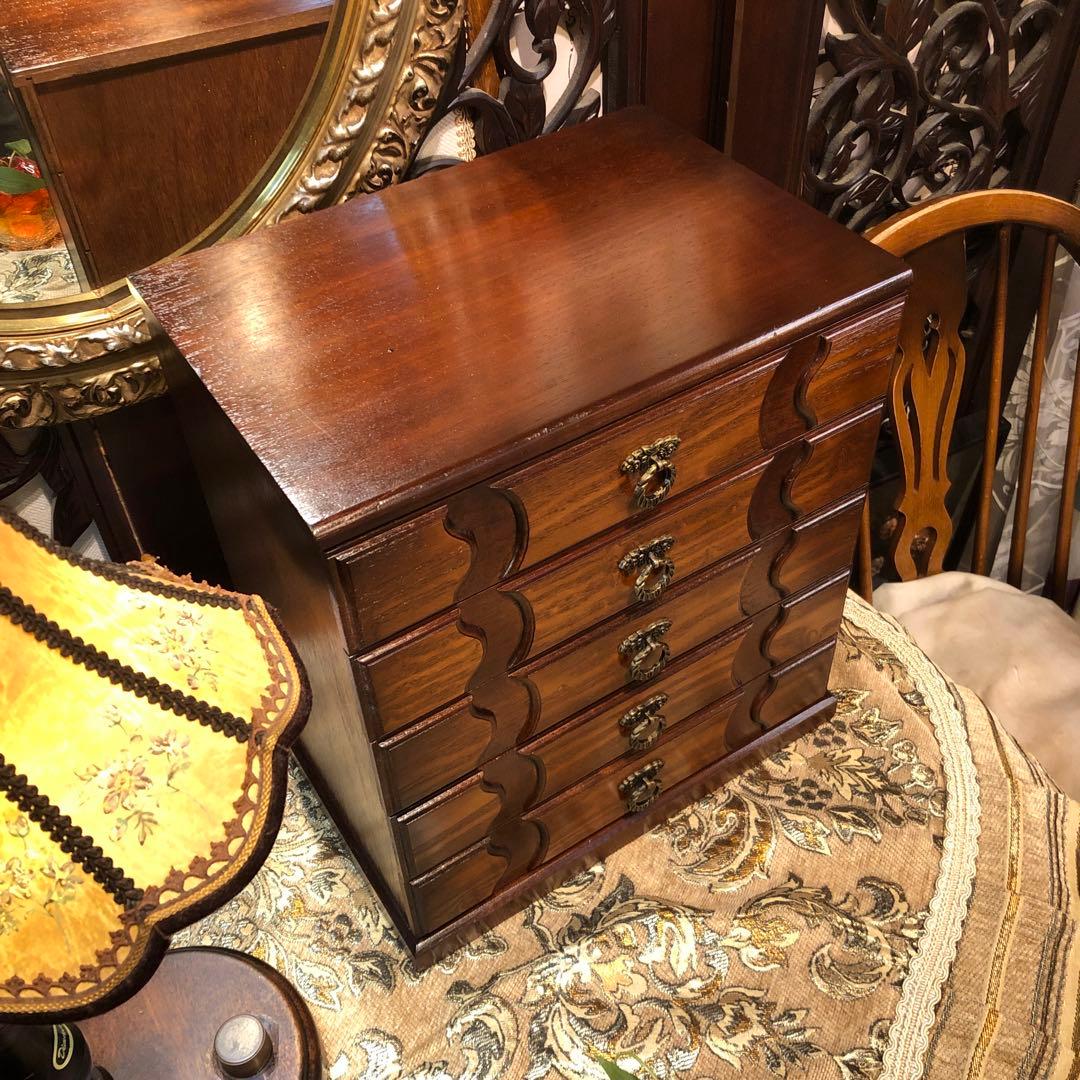 アンティーク小物入れ　書類ケース　ジュエリーボックス　コンパクトサイズ