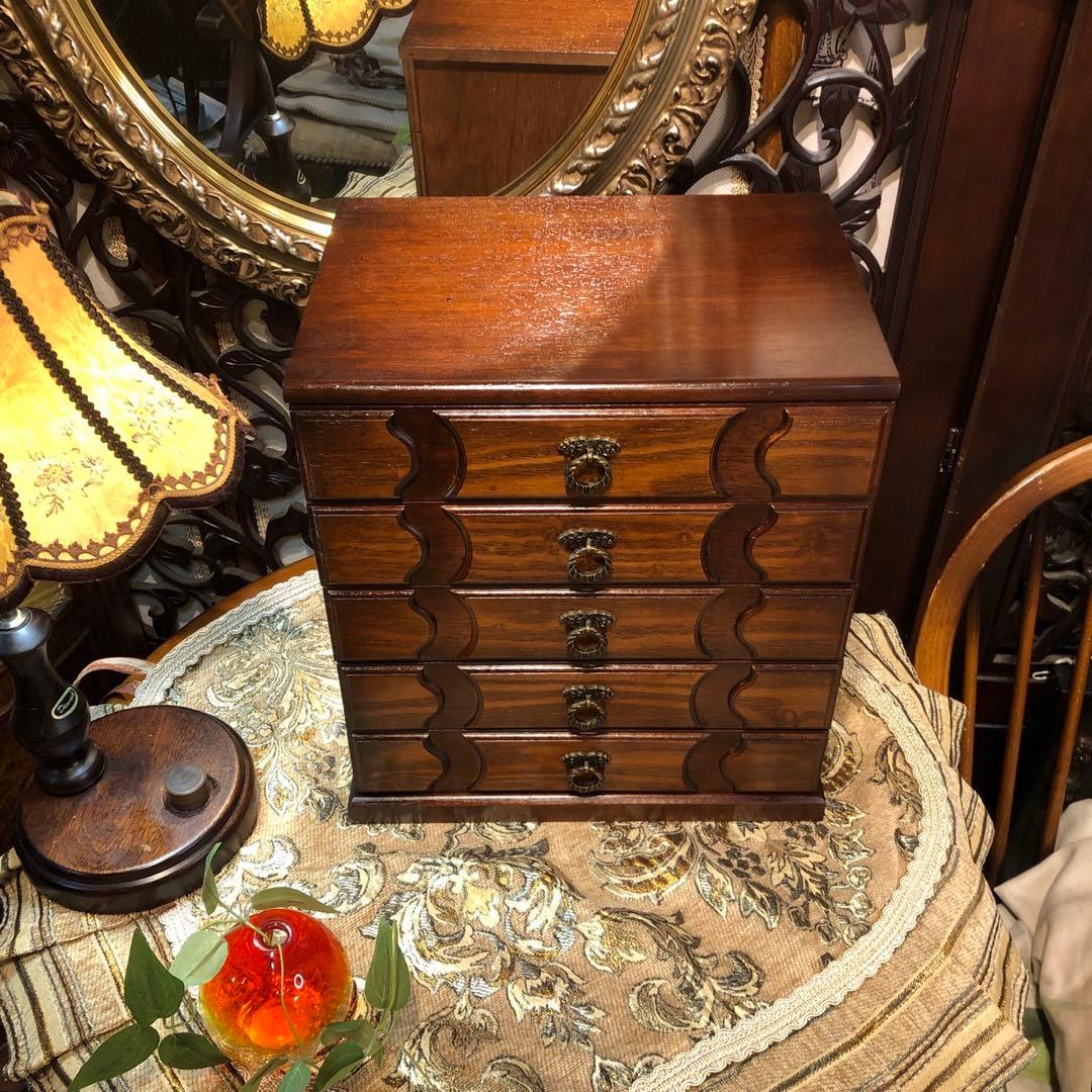 アンティーク小物入れ　書類ケース　ジュエリーボックス　コンパクトサイズ