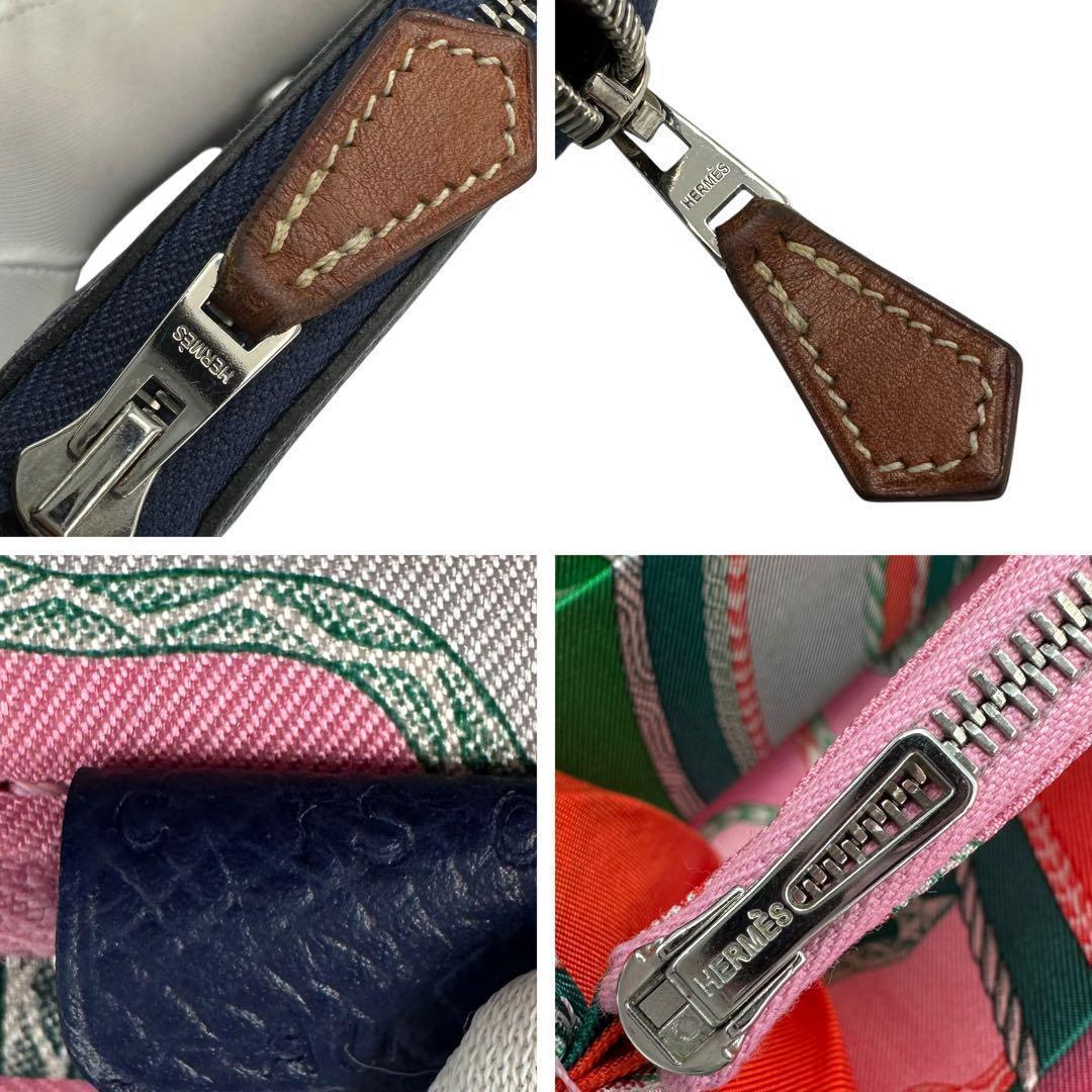 【極美品】エルメス アザップシルクイン ネイビー系 ラウンドファスナー C刻印