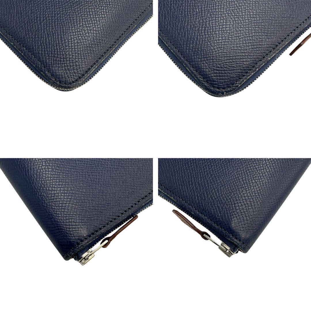 【極美品】エルメス アザップシルクイン ネイビー系 ラウンドファスナー C刻印