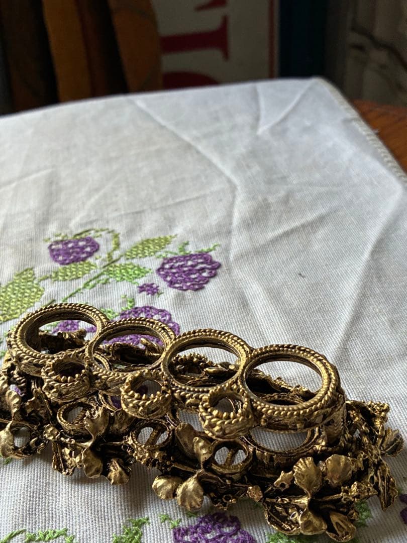 フランス　アンティーク　オルモル　リップスティック　ブラシ　ホルダー　真鍮　レア