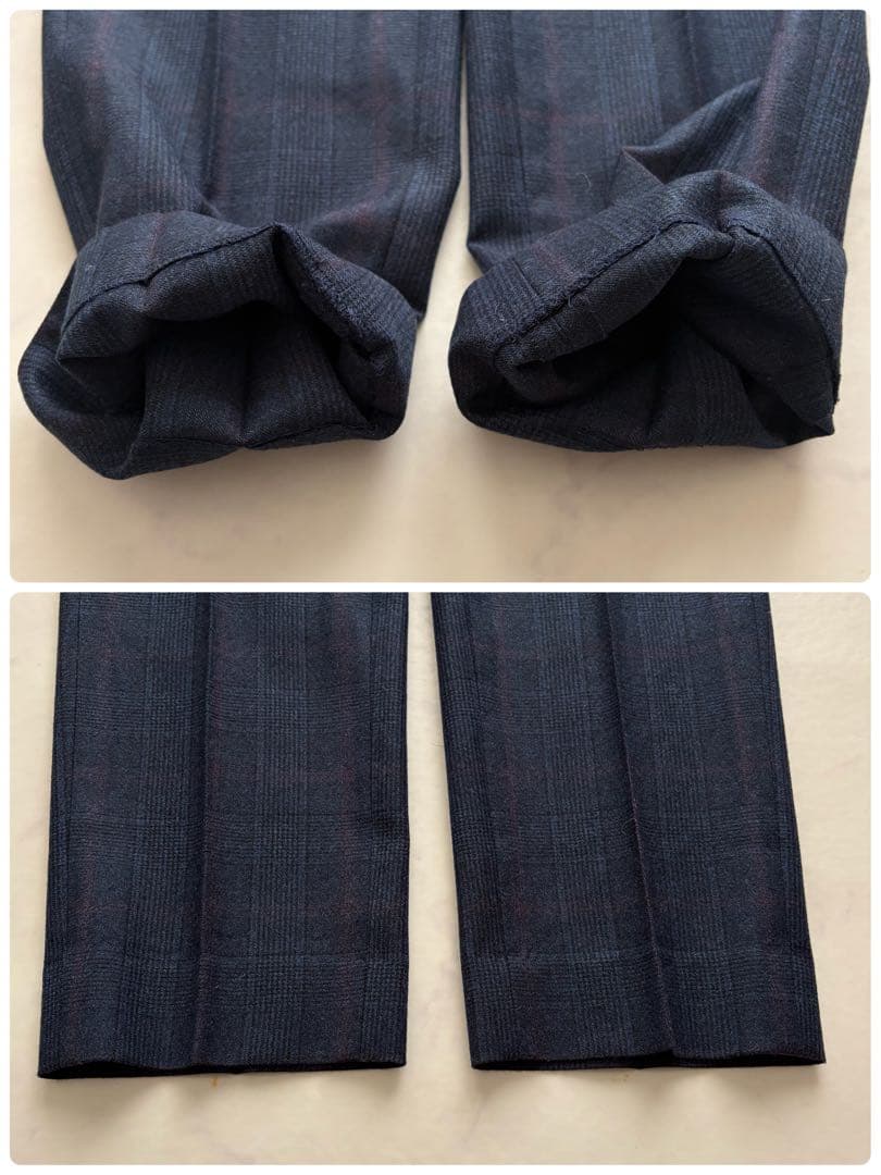 極美品✨スーツカンパニー×REDA パンツスーツ ネイビー グレンチェック 40