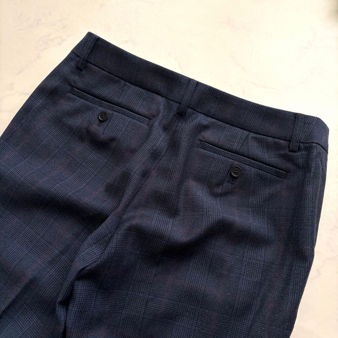 極美品✨スーツカンパニー×REDA パンツスーツ ネイビー グレンチェック 40