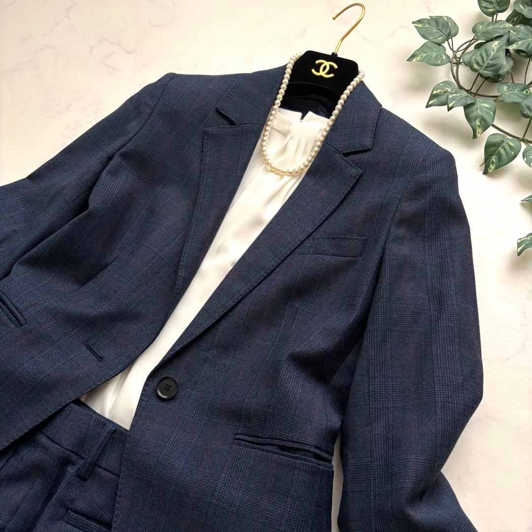 極美品✨スーツカンパニー×REDA パンツスーツ ネイビー グレンチェック 40