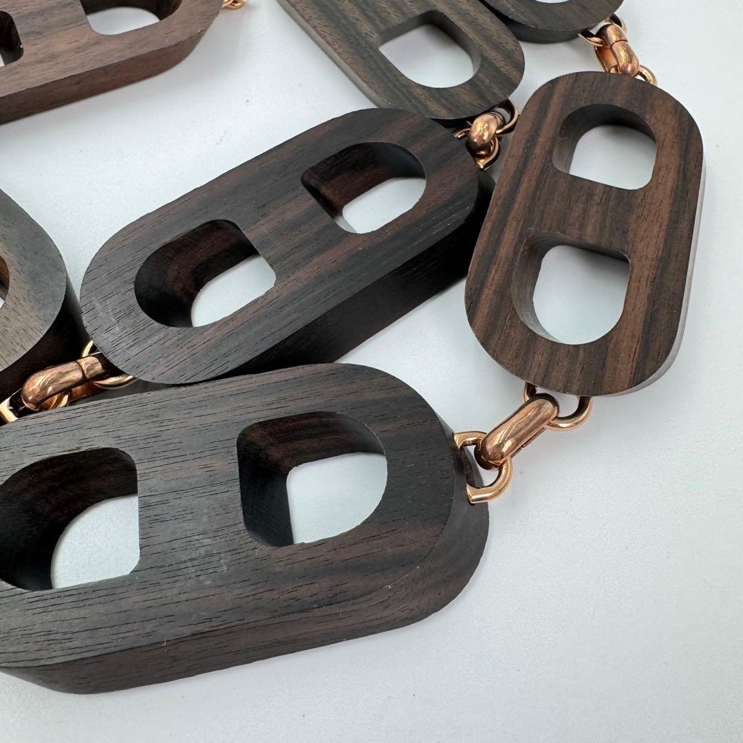 【希少】CELINE チェーンベルト　ウッド　ゴールド　マカダム　ロゴ