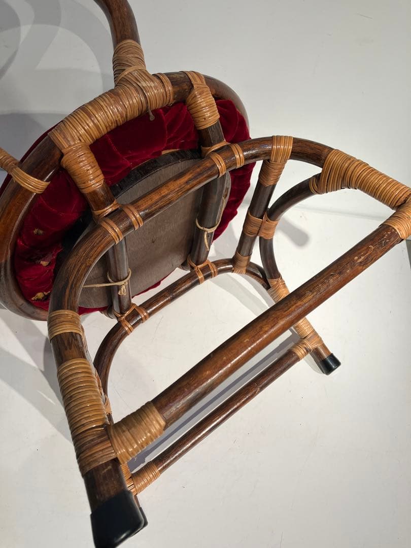 ヴィンテージ、ラタン、アームチェア、レトロ、和モダン、オールド、希少タイプ、