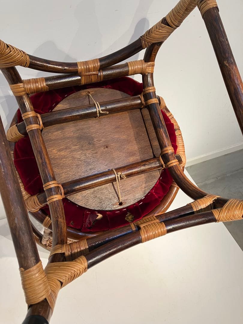 ヴィンテージ、ラタン、アームチェア、レトロ、和モダン、オールド、希少タイプ、